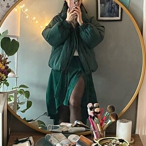 Emerald green button down skirt